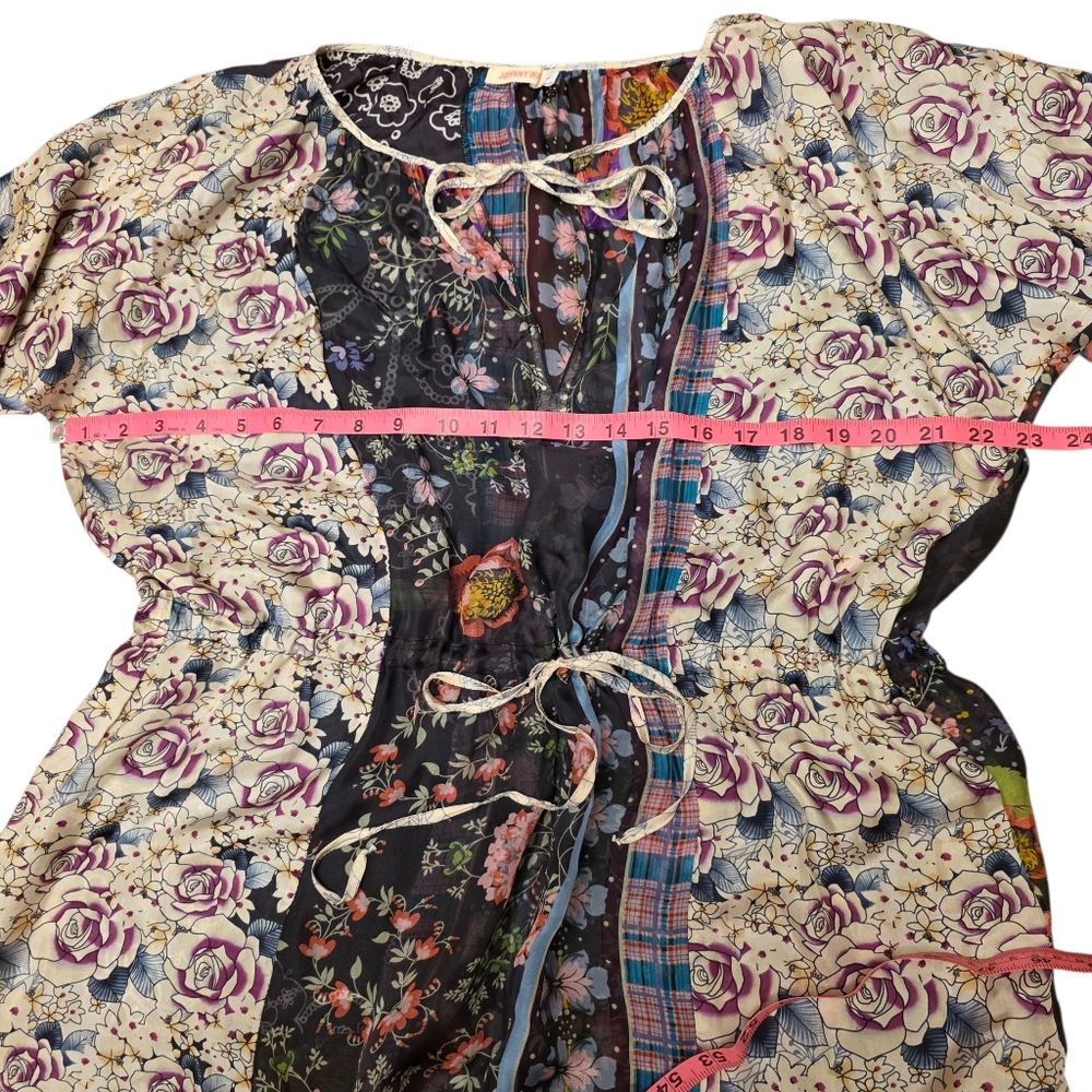 Johnny Was Sheer Silk Multi Pattern Dress Size L - Picture 7 of 11